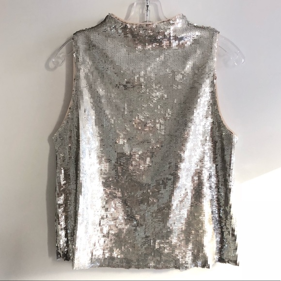 zara sequin top silver